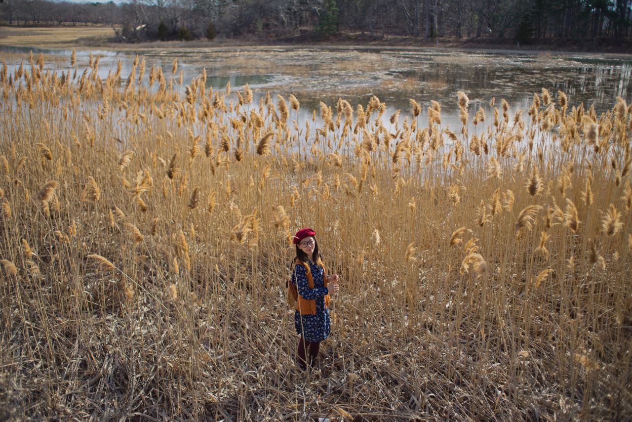 春天芦苇草下的薯仔仪 芦苇人像 初夏 海旁 日系 少女 薯仔仪 模特