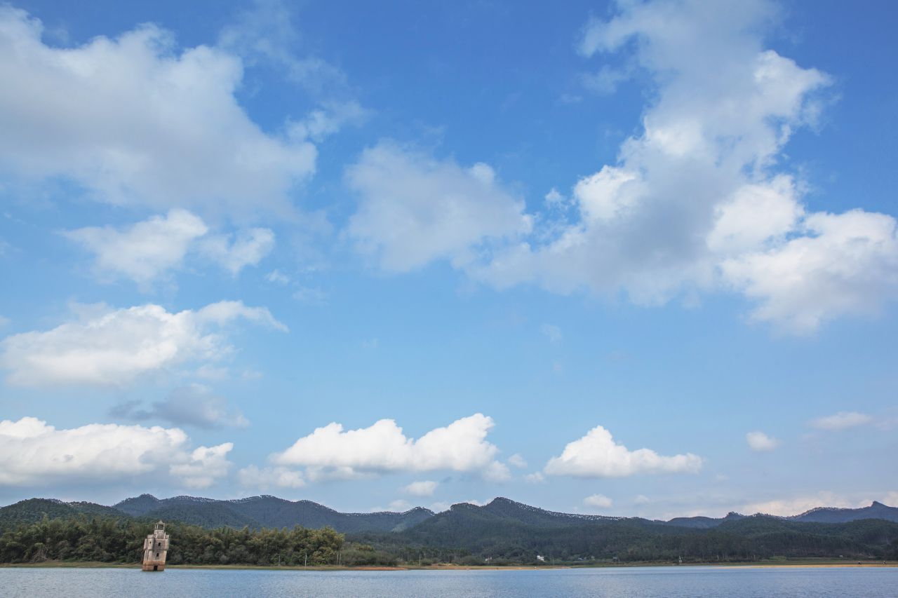 陈坑水库水中碉楼 陈坑水库，水中碉楼，台山
